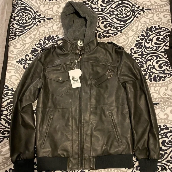 NWT David Outerwear Men’s L Faux Leather Jacket - Picture 1 of 5
